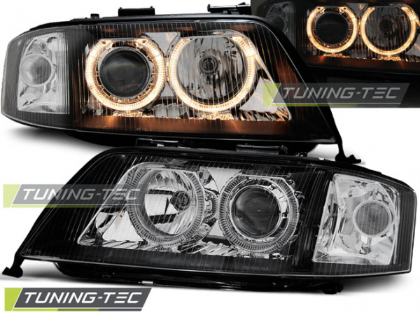 LED Angel Eyes Scheinwerfer für Audi A6 4B 97-01 schwarz