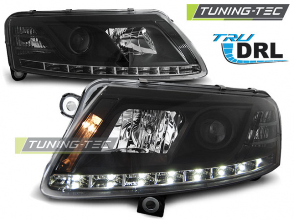 LED Tagfahrlicht Scheinwerfer für Audi A6 C6 (4F) 04-08 schwarz