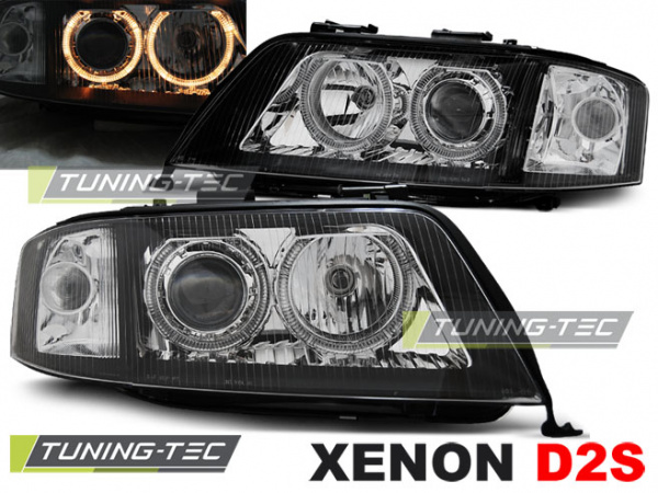 XENON Upgrade Design Angel Eyes Scheinwerfer für Audi A6 4B 01-04 schwarz