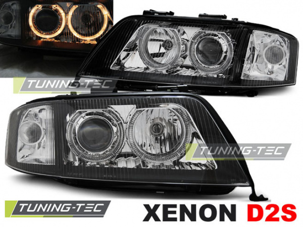 XENON Upgrade Design Angel Eyes Scheinwerfer für Audi A6 4B 99-01 schwarz