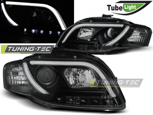 LED Tagfahrlicht Design Scheinwerfer für Audi A4 B7 05-08 schwarz LTI