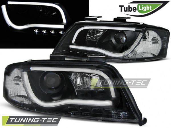 LED Tagfahrlicht LTI Design Scheinwerfer Set Schwarz H1/H1 für Audi A6 4B  97-01