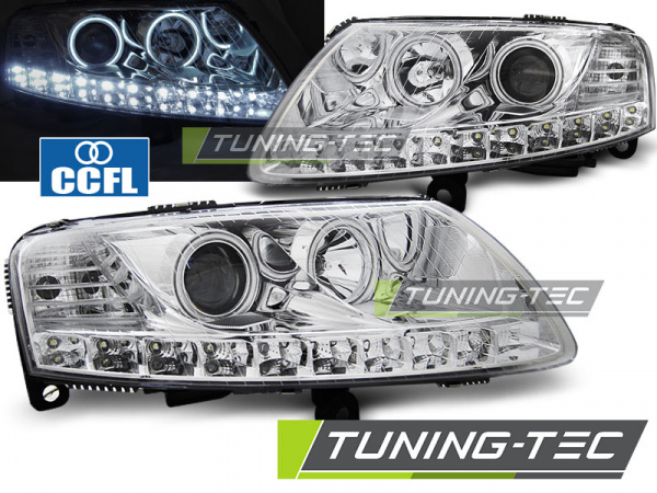 LED Angel Eyes Scheinwerfer für Audi A6 C6 (4F) 04-08 chrom