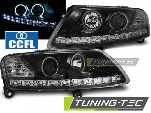 LED Angel Eyes Scheinwerfer für Audi A6 C6 (4F) 04-08 schwarz