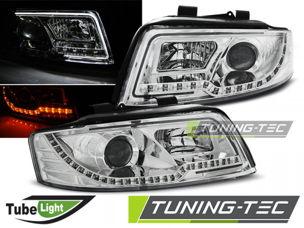 LED Tagfahrlicht Design Scheinwerfer für Audi A4 B6 00-04 chrom LTI