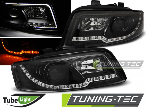 LED Tagfahrlicht Design Scheinwerfer für Audi A4 B6 00-04 schwarz