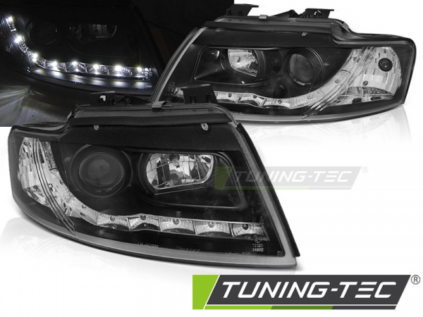 LED Tagfahrlicht Design Scheinwerfer für Audi A4 B6 Cabrio (8H) 02-06 schwarz
