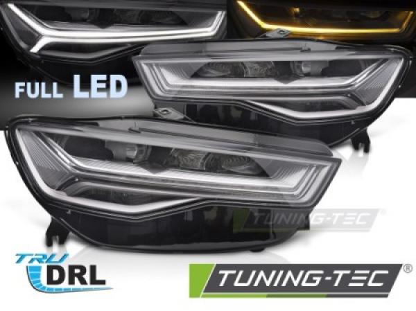 Voll LED Tagfahrlicht Scheinwerfer Set passend für Audi A6 4G (C7) Facelift 15-18 schwarz mit LED Blinker