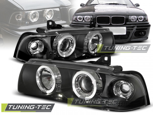 LED Angel Eyes Scheinwerfer für BMW 3er E36 90-99 schwarz