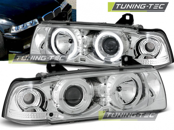 LED Angel Eyes Scheinwerfer für BMW 3er E36 Coupe/Cabrio 90-99 chrom