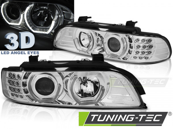 LED 3D Angel Eyes Scheinwerfer für BMW 5er E39 95-03 chrom