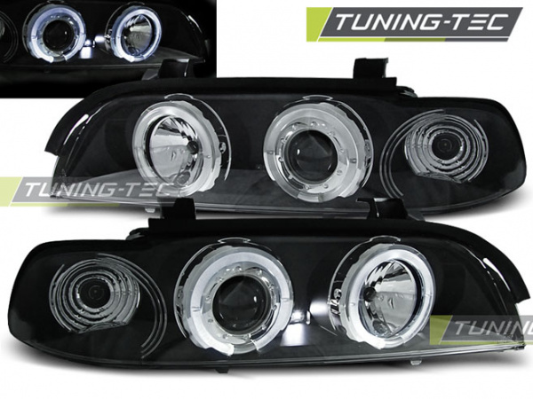 LED Angel Eyes Scheinwerfer für BMW 5er E39 95-03 schwarz