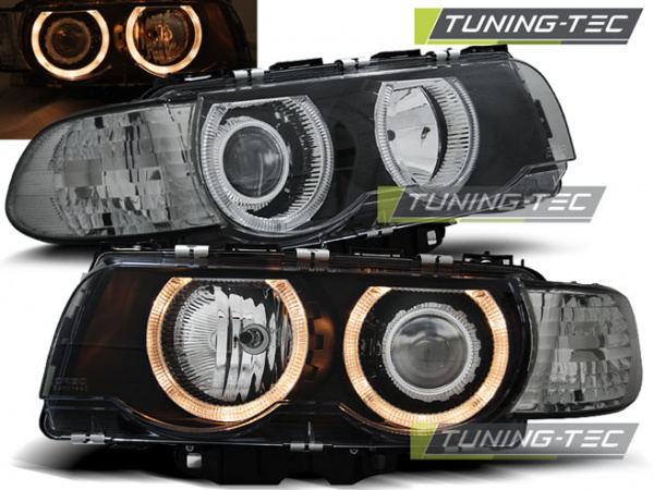 Upgrade Design Angel Eyes Scheinwerfer für BMW 7er E38 Facelift 98-01 schwarz