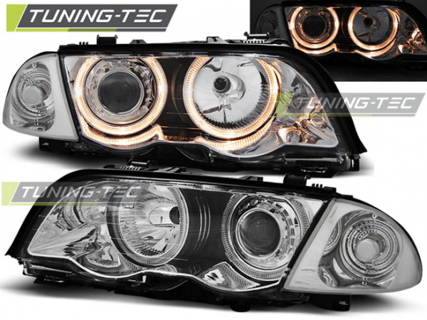 Upgrade Design Angel Eyes Scheinwerfer für BMW 3er E46 98-01 chrom