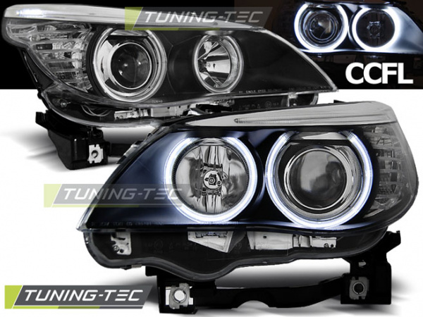CCFL Angel Eyes Scheinwerfer für BMW 5er E60/E61 03-07 schwarz