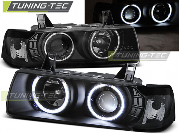 CCFL Angel Eyes Scheinwerfer für BMW 3er E36 90-99 schwarz