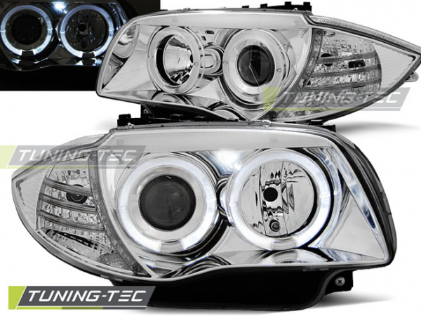 LED Angel Eyes Scheinwerfer für BMW 1er E81, E82, E87, E88 04-11 chrom