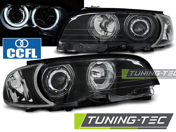 CCFL Angel Eyes Scheinwerfer für BMW 3er E46 Coupe / Cabrio 99-03 schwarz Set