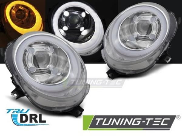 VOLL LED Tagfahrlicht Design Scheinwerfer für Mini Cooper R55/R56/R57 06-14 chrom mit LED Blinker