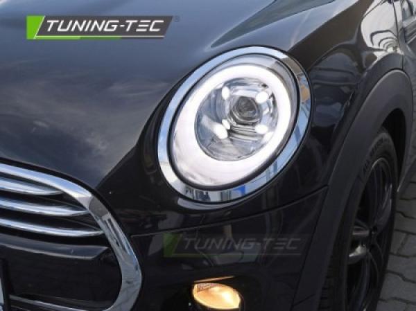 VOLL LED Tagfahrlicht Design Scheinwerfer für Mini Cooper R55/R56/R57 06-14 chrom mit LED Blinker