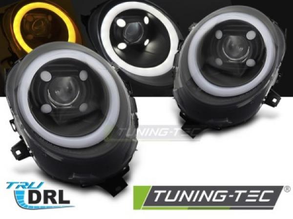 VOLL LED Tagfahrlicht Design Scheinwerfer für Mini Cooper R55/R56/R57 06-14 schwarz mit LED Blinker