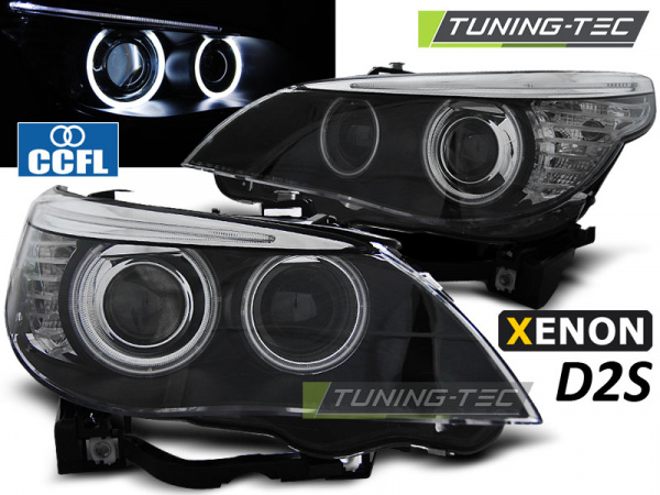 Xenon CCFL Angel Eyes Scheinwerfer für BMW 5er E60/E61 03-07 schwarz