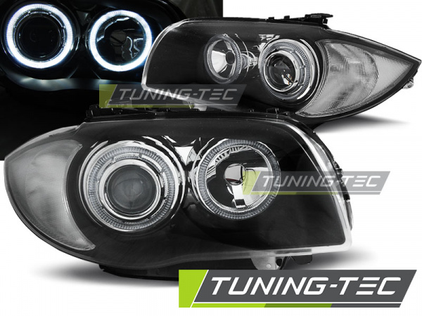 LED Angel Eyes Scheinwerfer für BMW 1er E81, E82, E87, E88 04-11 schwarz