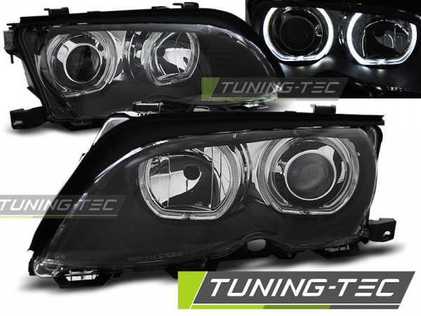 LED Angel Eyes Scheinwerfer für BMW 3er E46 01-05 schwarz