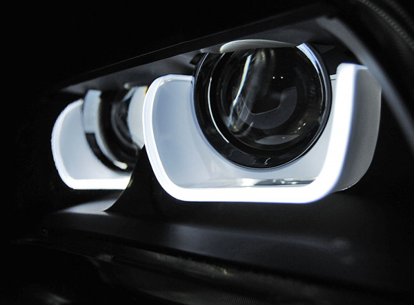 Xenon LED Tagfahrlicht Angel Eyes Scheinwerfer für BMW X1 E84 Facelift 12-14 schwarz