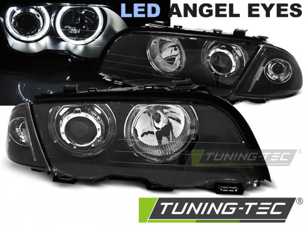 LED Angel Eyes Scheinwerfer für BMW 3er E46 98-01 schwarz
