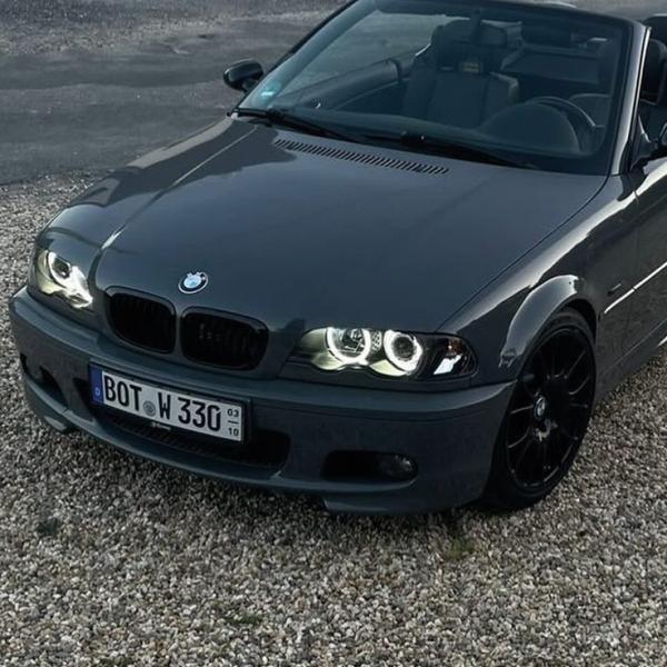 LED Angel Eyes Scheinwerfer passend für BMW 3er E46 Coupe / Cabrio 99-03 schwarz Set