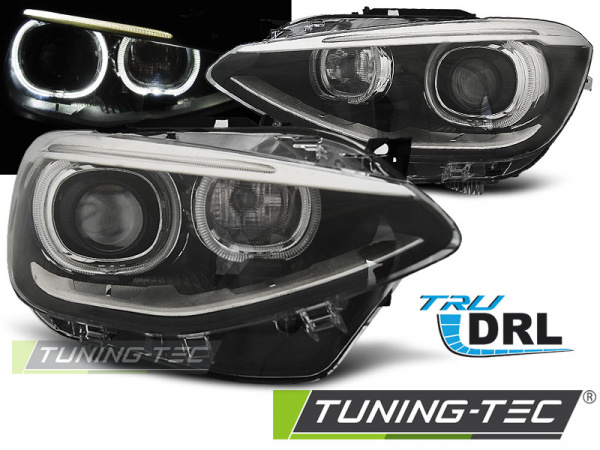 LED Tagfahrlicht Angel Eyes Scheinwerfer für BMW 1er F20/F21 11-14 schwarz