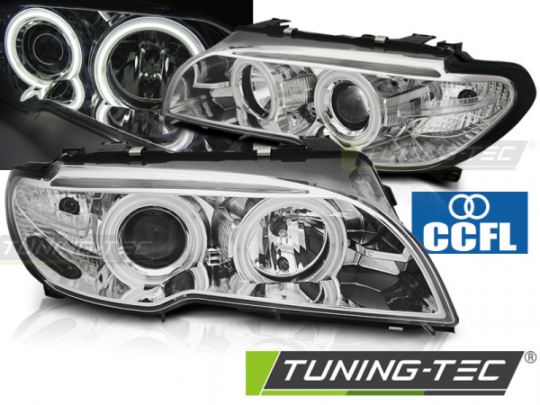 CCFL Angel Eyes Scheinwerfer für BMW 3er E46 Coupe / Cabrio 03-06 chrom