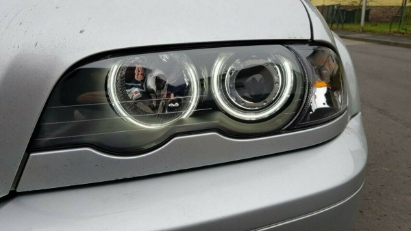 CCFL Angel Eyes Scheinwerfer für BMW 3er E46 Coupe / Cabrio 99-03 schwarz Set