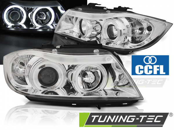 CCFL Angel Eyes Scheinwerfer für BMW 3er E90/E91 05-08 chrom