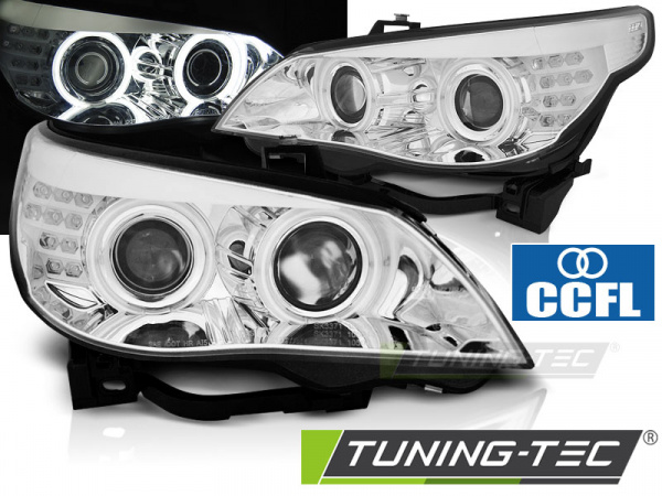 CCFL Angel Eyes Scheinwerfer für BMW 5er E60/E61 03-07 chrom mit LED Blinker