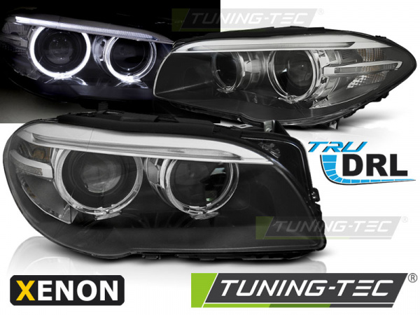 Xenon LED Tagfahrlicht Angel Eyes Scheinwerfer für BMW 5er F10/F11 10-13  schwarz
