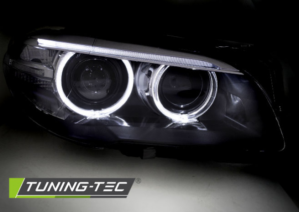 Xenon LED Tagfahrlicht Angel Eyes Scheinwerfer für BMW 5er F10/F11 10-13 schwarz
