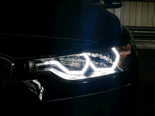LED Tagfahrlicht Angel Eyes Scheinwerfer für BMW 3er F30/F31 11-15 schwarz