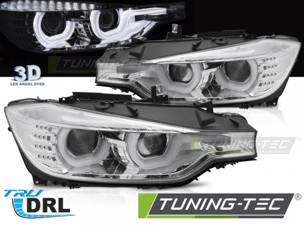 LED Upgrade Design Tagfahrlicht Angel Eyes Scheinwerfer Set für BMW 3er F30/F31 11-15 chrom