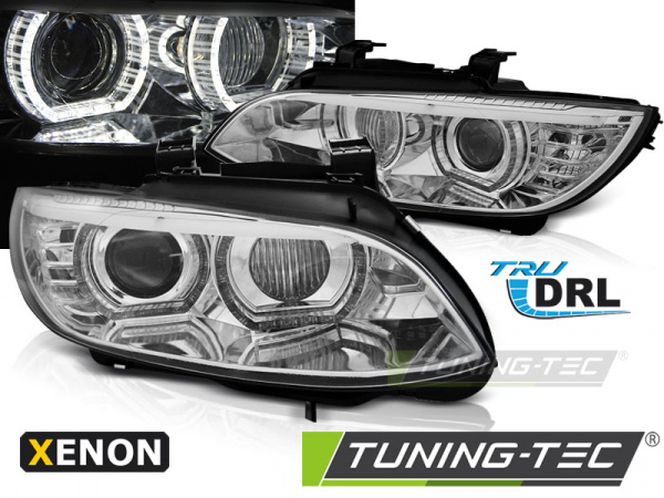 3D Xenon LED Tagfahrlicht Angel Eyes Scheinwerfer für BMW 3er Coupe/Cabrio E92/E93 06-10 chrom