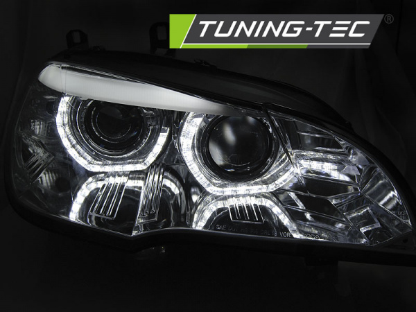 Xenon LED Tagfahrlicht Angel Eyes Scheinwerfer für BMW X5 E70 07-10 chrom