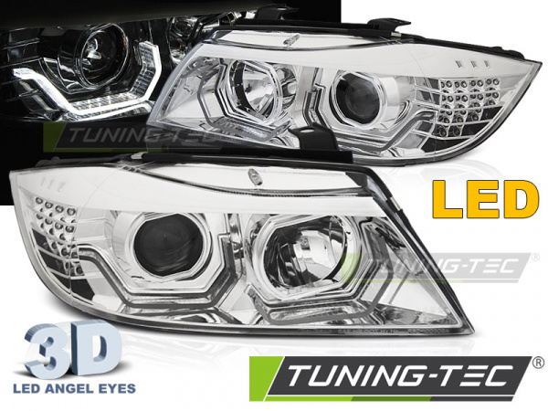 3D LED Angel Eyes Scheinwerfer für BMW 3er E90/E91 05-08 chrom mit LED Blinker