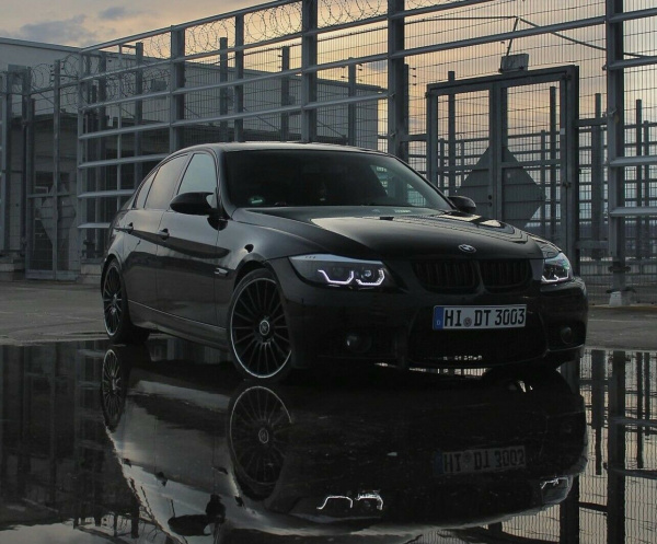 E90 Scheinwerfer BMW E90/E91 Scheinwerfer Angel Eyes Chrom - Plug & Play Für 3er Reihe 2005-2008 Bmw E91