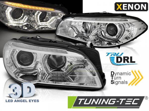 Xenon LED Tagfahrlicht Angel Eyes Scheinwerfer für BMW 5er F10/F11 10-13 chrom mit LED Blinker