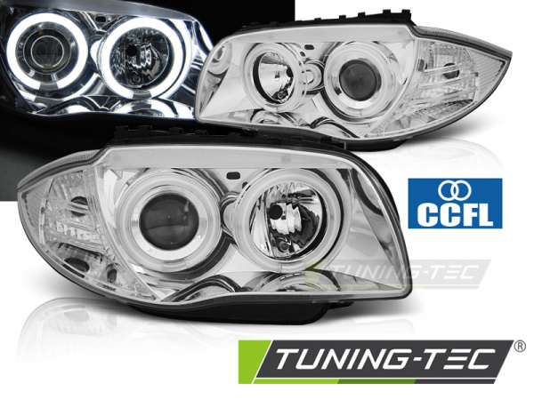 CCFL Angel Eyes Scheinwerfer für BMW 1er E81, E82, E87, E88 04-11 chrom