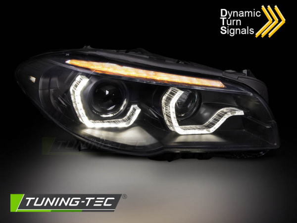 Upgrade Scheinwerfer LED Angel Eyes für BMW 5er F10/F11 Lim./Touring 13-16 schwarz dynamisch