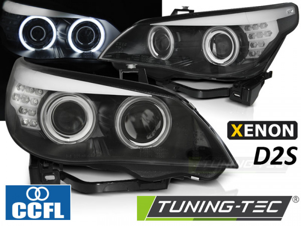 XENON D2S CCFL Angel Eyes Scheinwerfer für BMW 5er E60/E61 03-05 schwarz