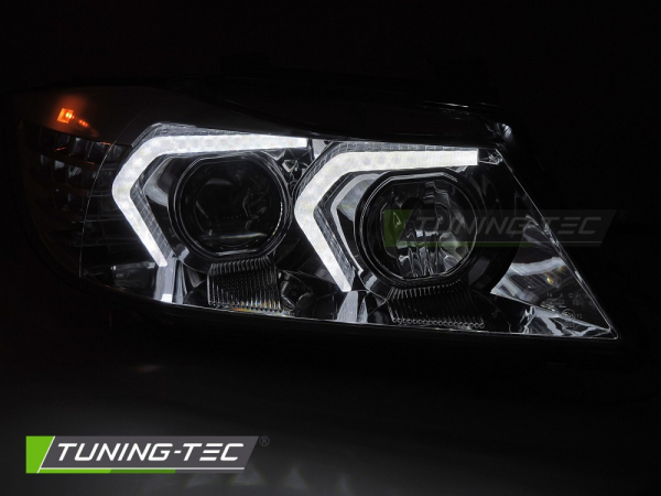 UPGRADE Design LED Angel Eyes Scheinwerfer Set für BMW 3er E90/E91 05-08 chrom mit LED Blinker