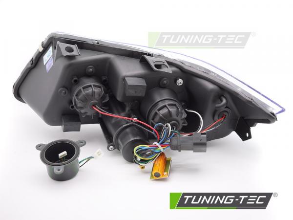 "UPGRADE+" Design LED Angel Eyes Scheinwerfer Set für BMW 3er E90/E91 05-08 schwarz mit LED Blinker